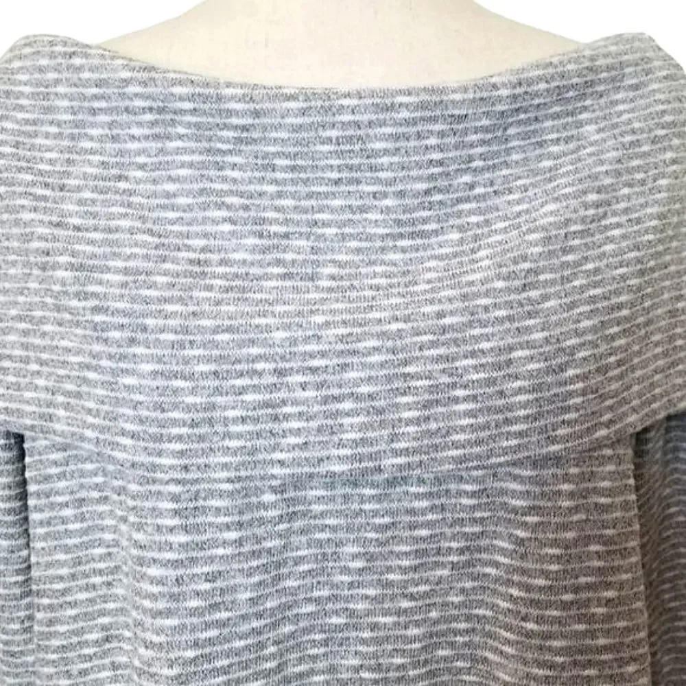 Wonderland By Orange Gray Stripe Textured Off The Shoulder Sweater Size S